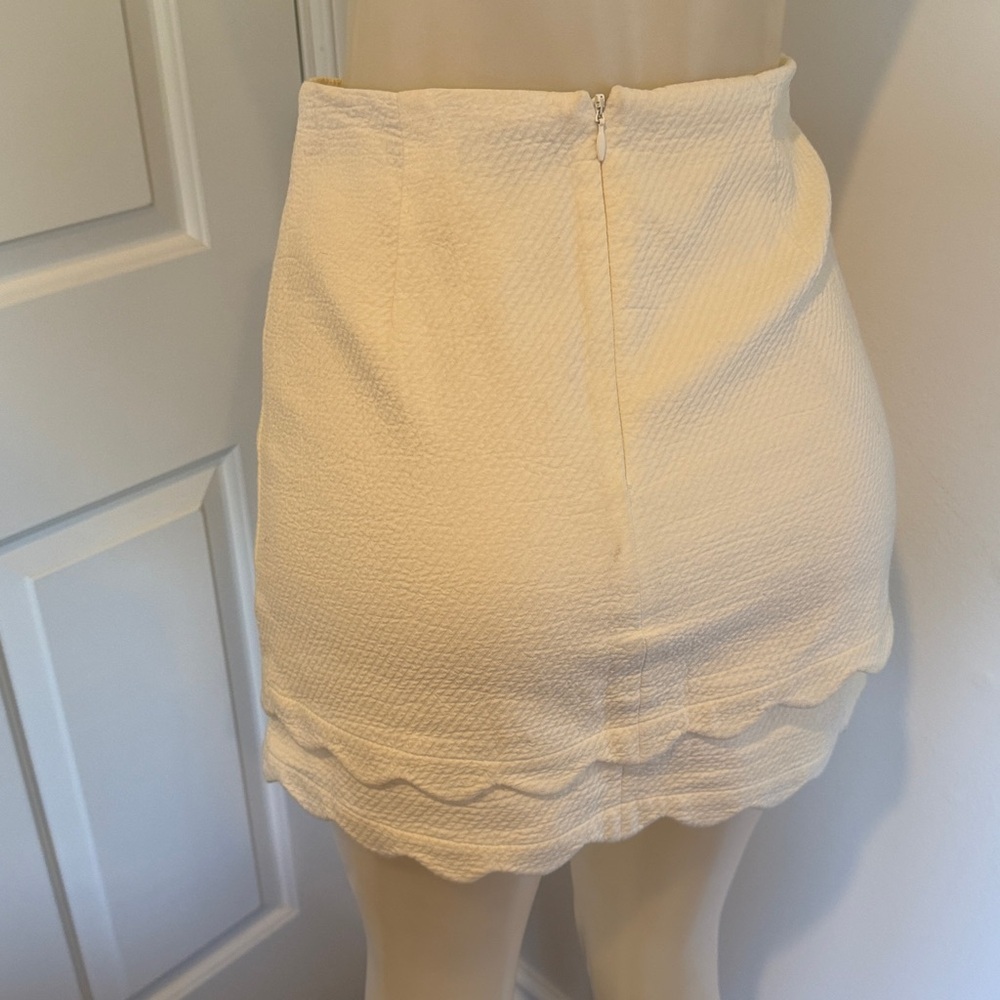 Top Shop Size 4 off white Cream Skirt Layered Lined Scalloped Hem Skirt - Picture 5 of 6